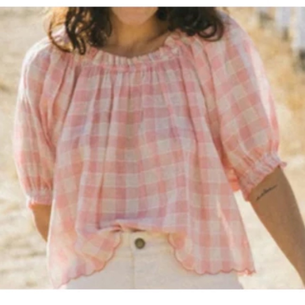 Nwt The Great. garland top in pink/white - Picture 2 of 8